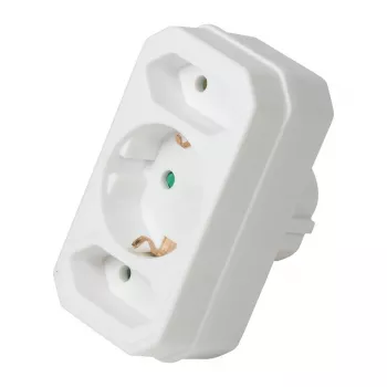 LogiLink LPS221 Schuko auf 2x Euro + 1x Schutzkontakt-Steckdosen-Adapter, Weiß, 16 A, 250 V, 3680 W, Kinderschutz