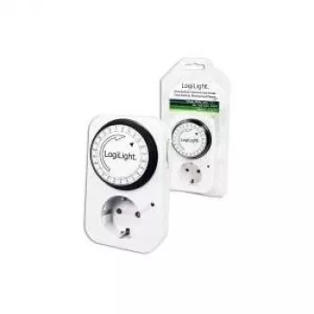 LogiLink Mechanischer Zeitschalter ET0001, Täglich programmierbar, 16 A, 3680 W, Kindersicherung, Weiß