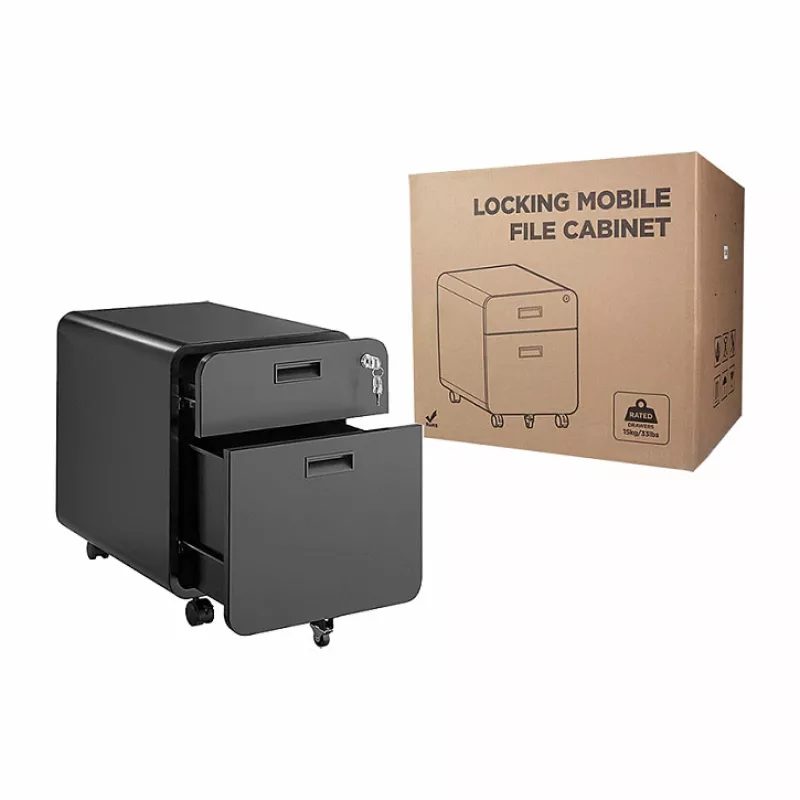 LOGILINK mobiler Aktenschrank, 2 Schubladen mit Schloss, Schwarz