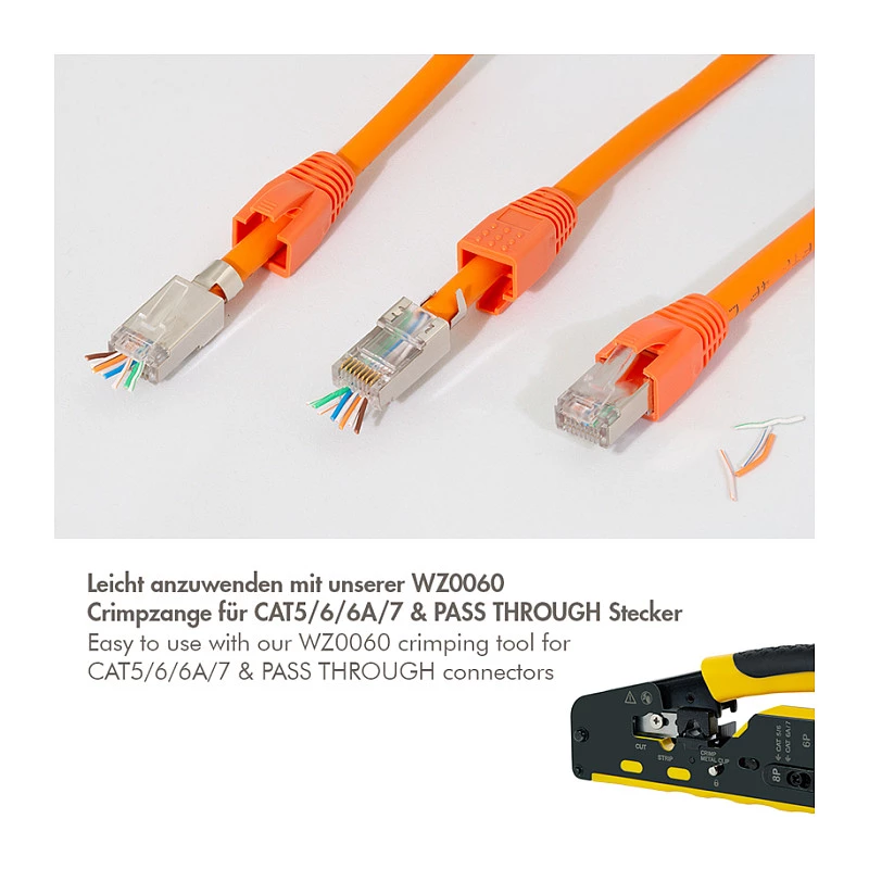 LogiLink Modular Stecker RJ45 Cat.6A STP Pass Through, 10er-Pack