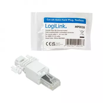 LogiLink Modularer Stecker RJ45 Cat.6A, UTP, werkzeuglos, Weiß