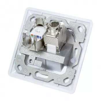 LogiLink NK4020 Keystone Wandanschlussdose, Unterputz, 2 Module, Signalweiß