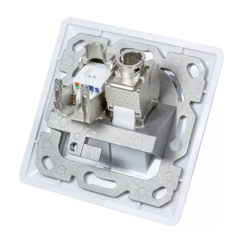 LogiLink NK4020 Keystone Wandanschlussdose, Unterputz, 2 Module, Signalweiß