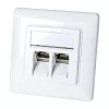 LogiLink NK4020 Keystone Wandanschlussdose, Unterputz, 2 Module, Signalweiß