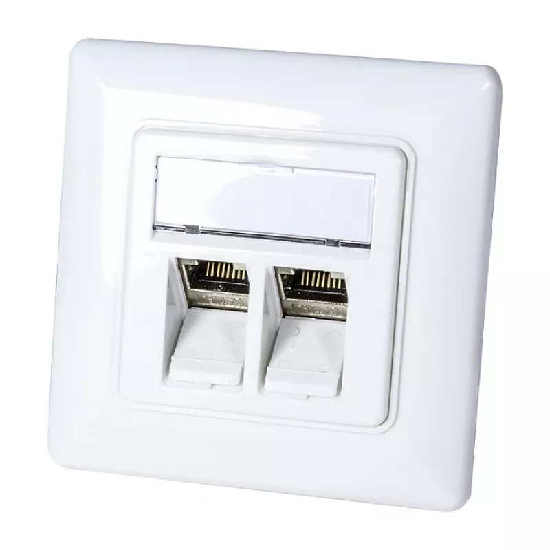 LogiLink NK4020 Keystone Wandanschlussdose, Unterputz, 2 Module, Signalweiß