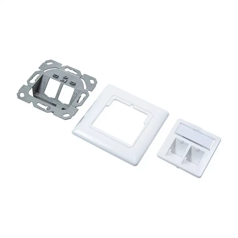 LogiLink NK4020 Keystone Wandanschlussdose, Unterputz, 2 Module, Signalweiß