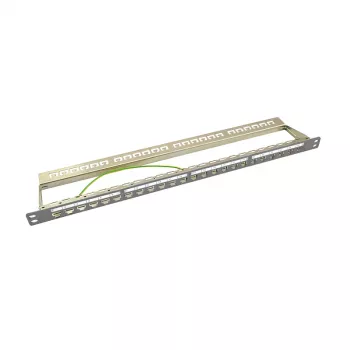 LogiLink NK4039 Keystone Patchpanel, 24 Ports, 0,5HE, geschirmt, grau - 19 Zoll Rackmontage