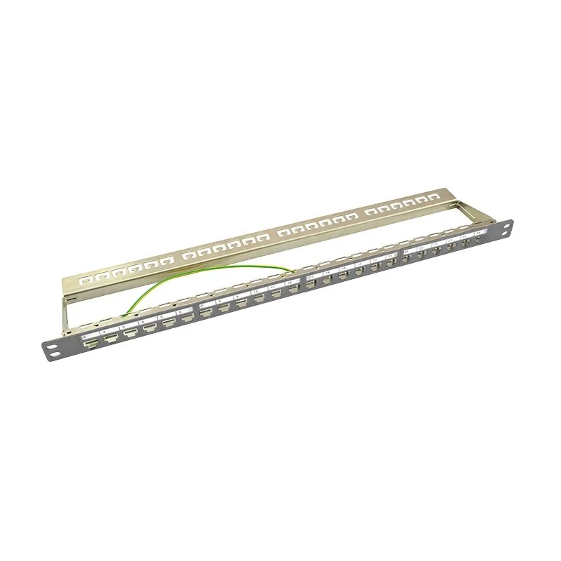 LogiLink NK4039 Keystone Patchpanel, 24 Ports, 0,5HE, geschirmt, grau - 19 Zoll Rackmontage