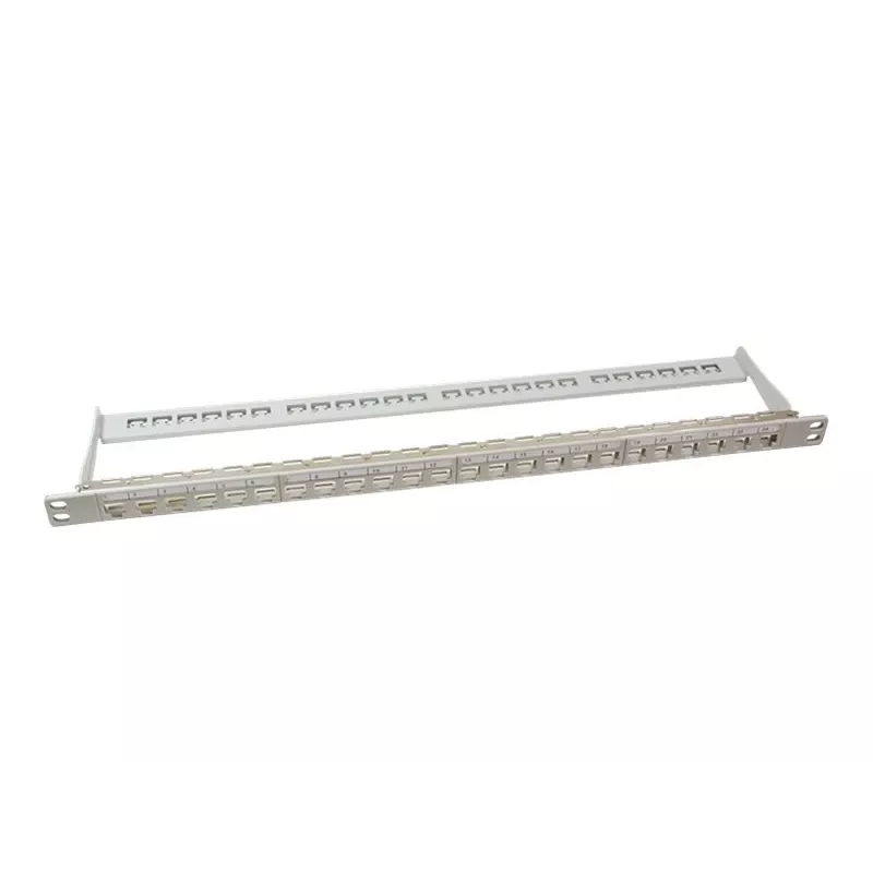 LogiLink NK4039 Keystone Patchpanel, 24 Ports, 0,5HE, geschirmt, grau - 19 Zoll Rackmontage