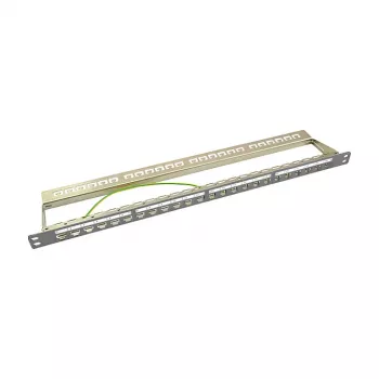 LogiLink NK4039 Keystone Patchpanel, 24 Ports, 0,5HE, geschirmt, grau - 19 Zoll Rackmontage