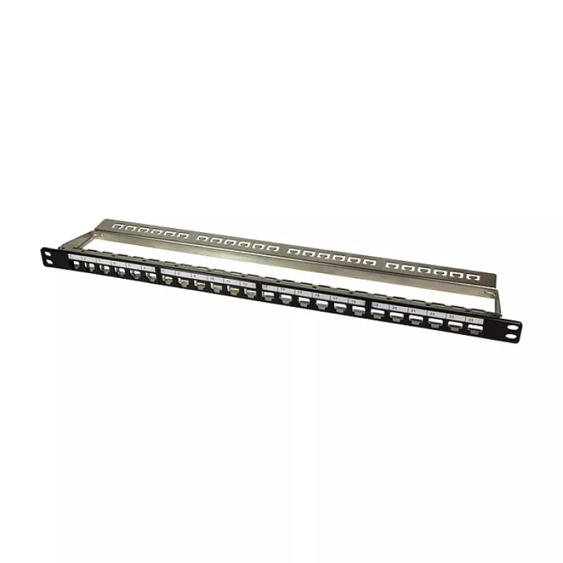LogiLink NK4040 24-Port geschirmtes Keystone-Patchpanel, 0,5U, Schwarz