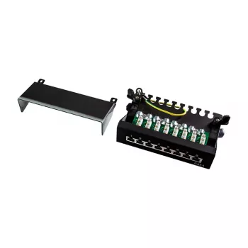 LogiLink NP0017B Patch Panel – 8 Port Cat6 STP, Wand-/Untertischmontage, Schwarz