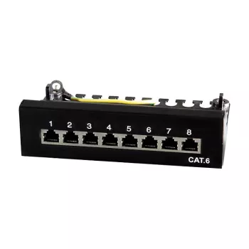 LogiLink NP0017B Patch Panel – 8 Port Cat6 STP, Wand-/Untertischmontage, Schwarz