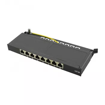 LogiLink NP0064B Desktop Patch Panel, 8 Port Cat6A STP, 0.5 HE, Schwarz