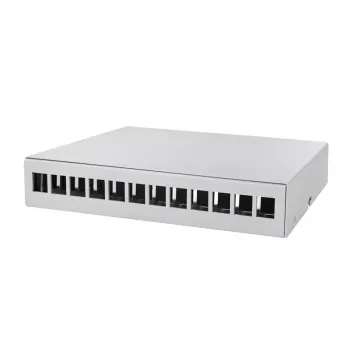 LOGILINK NP0094 Consolidation Point Box 12-Port, Tisch-/Wand-/Hutschienenmontage, Hellgrau