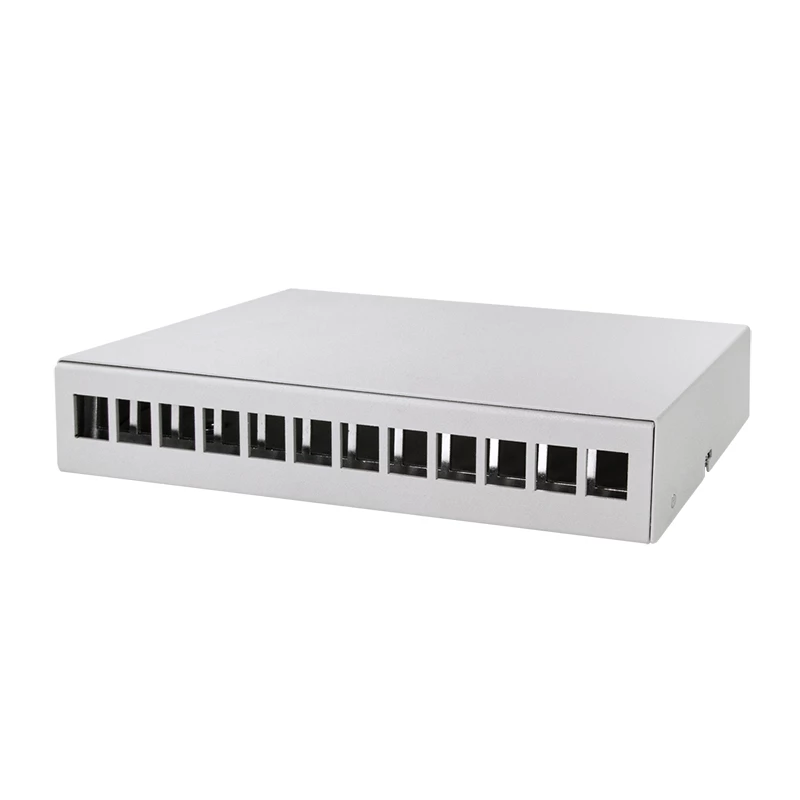 LOGILINK NP0094 Consolidation Point Box 12-Port, Tisch-/Wand-/Hutschienenmontage, Hellgrau
