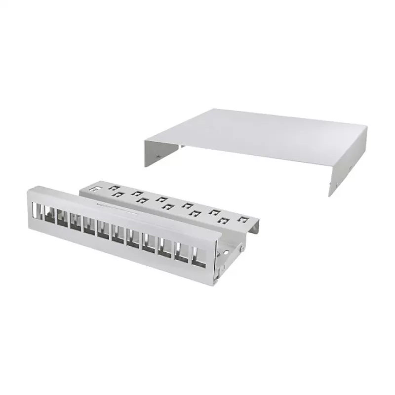 LOGILINK NP0094 Consolidation Point Box 12-Port, Tisch-/Wand-/Hutschienenmontage, Hellgrau