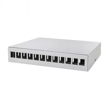LOGILINK NP0094 Consolidation Point Box 12-Port, Tisch-/Wand-/Hutschienenmontage, Hellgrau
