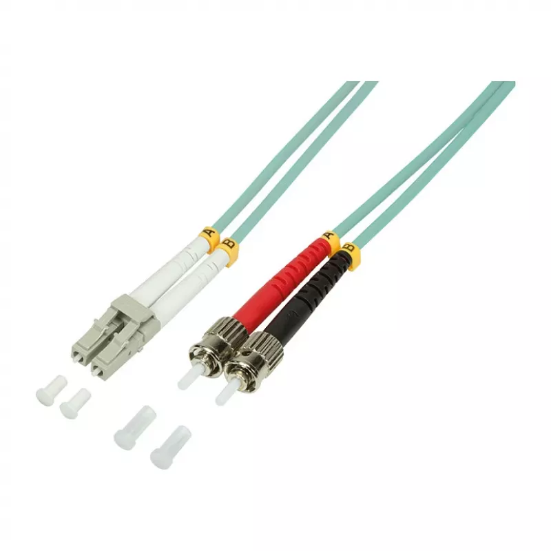LogiLink OM3 LC zu ST Duplex Multimode Glasfaser-Patchkabel, 1m, LSZH Aqua