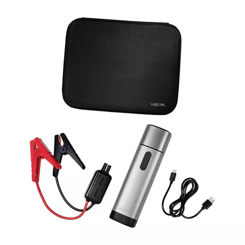 Logilink PA0266 Starthilfe & Powerbank, 10000 mAh, 12V/400A Spitze, USB-C PD, LED-Taschenlampe