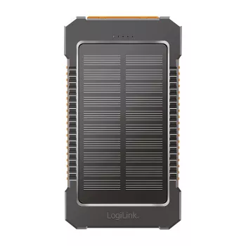 LogiLink PA0321 Solar Power Bank 6000 mAh mit USB-C, IP65, Schwarz