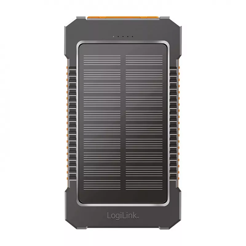 LogiLink PA0321 Solar Power Bank 6000 mAh mit USB-C, IP65, Schwarz