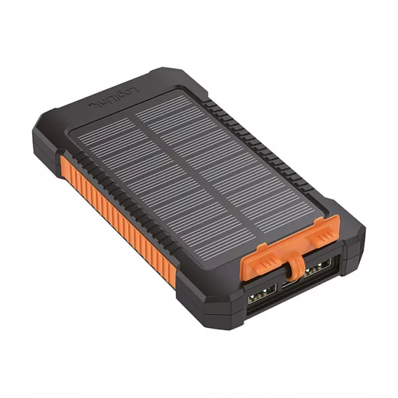 LogiLink PA0321 Solar Power Bank 6000 mAh mit USB-C, IP65, Schwarz