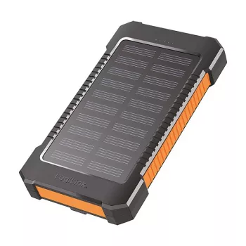 LogiLink PA0321 Solar Power Bank 6000 mAh mit USB-C, IP65, Schwarz