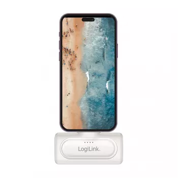 LogiLink PA0349W Mobile Power Bank, 5000 mAh, LiPo, Integrierter klappbarer USB-C-Stecker und USB-C-Anschluss, Weiß