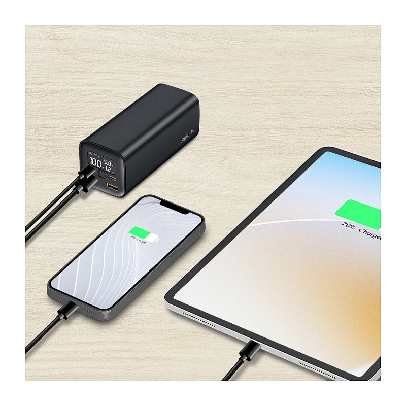 Logilink PA0350 Mobile Power Bank, 20,000 mAh, 65W PD & QC 3.0, Schwarz
