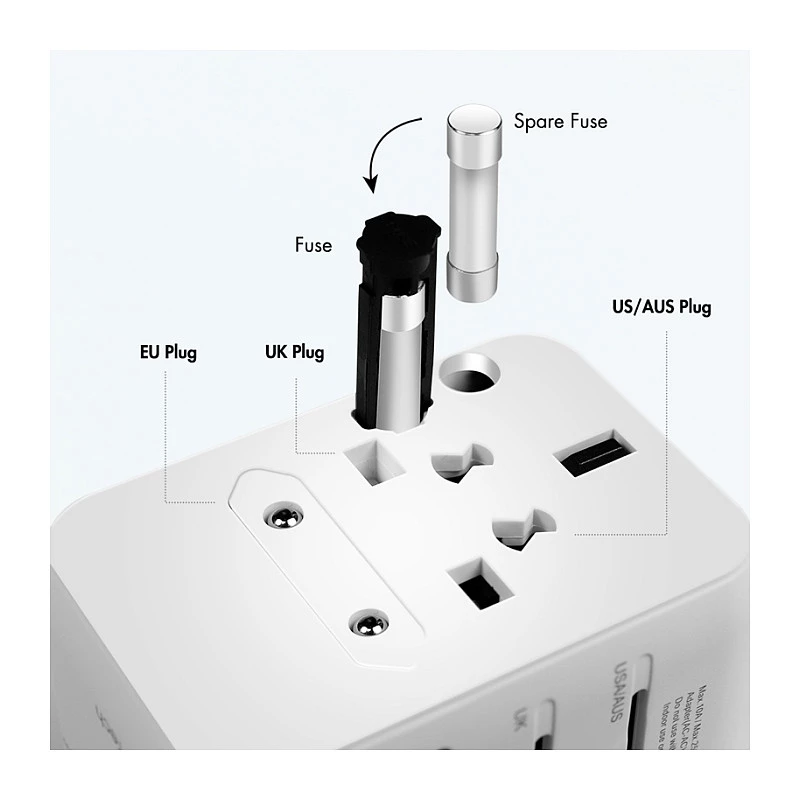 LOGILINK PA0357 USB-A/C Reiseladegerät, 70 W GaN, 4-Port, 2x USB-A (QC), 2x USB-C (PD), Schlank, Weiß