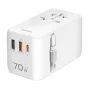 LOGILINK PA0357 USB-A/C Reiseladegerät, 70 W GaN, 4-Port, 2x USB-A (QC), 2x USB-C (PD), Schlank, Weiß
