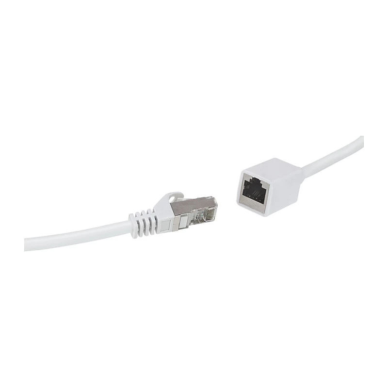 LogiLink Professional CAT 6a S/FTP Patch-Verlängerungskabel, RJ-45 Stecker auf Buchse, 1 m, Weiß, LSZH, Snagless