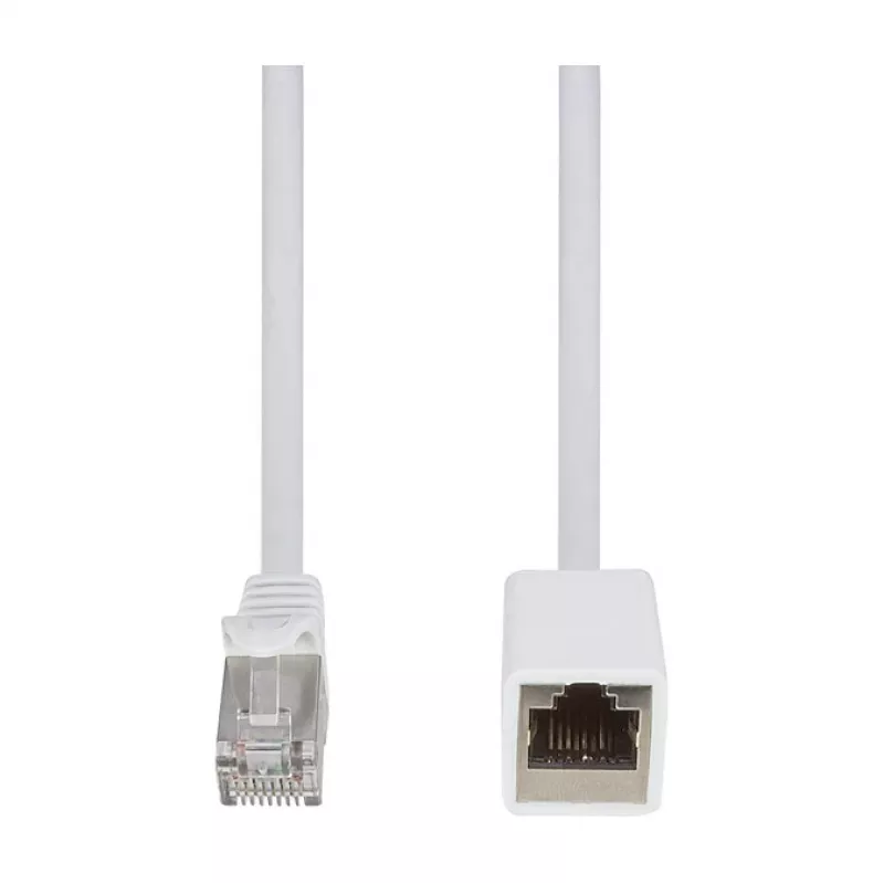 LogiLink Professional CAT 6a S/FTP Patch-Verlängerungskabel, RJ-45 Stecker auf Buchse, 1 m, Weiß, LSZH, Snagless