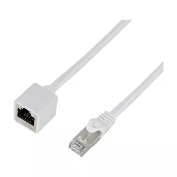 LogiLink Professional CAT 6a S/FTP Patch-Verlängerungskabel, RJ-45 Stecker auf Buchse, 1 m, Weiß, LSZH, Snagless