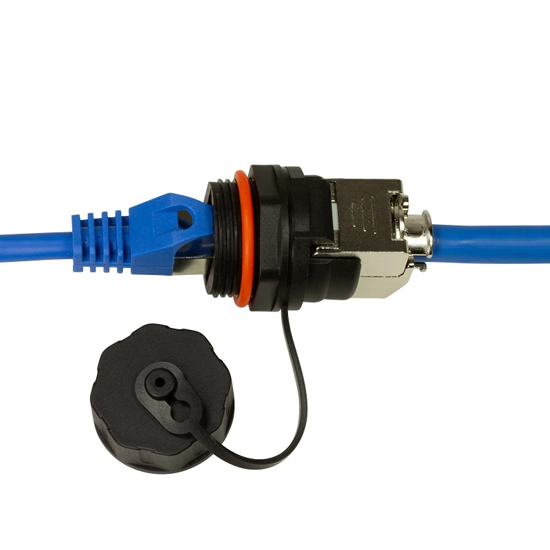 LogiLink Professional Cat.6A STP Keystone Jack RJ45, IP68 Industrial Outdoor, Werkzeugfrei, Zinkdruckguss, Schwarz