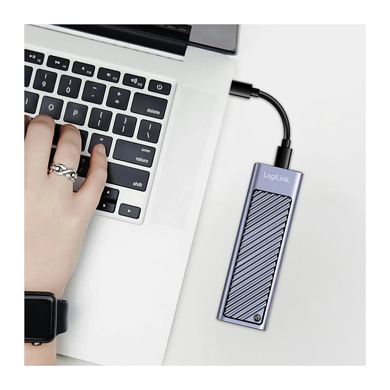 LogiLink UA0435 USB 3.2 Gen 2x2 SSD-Gehäuse, M.2 NVMe/SATA, USB-C, 20 Gbps, Grau