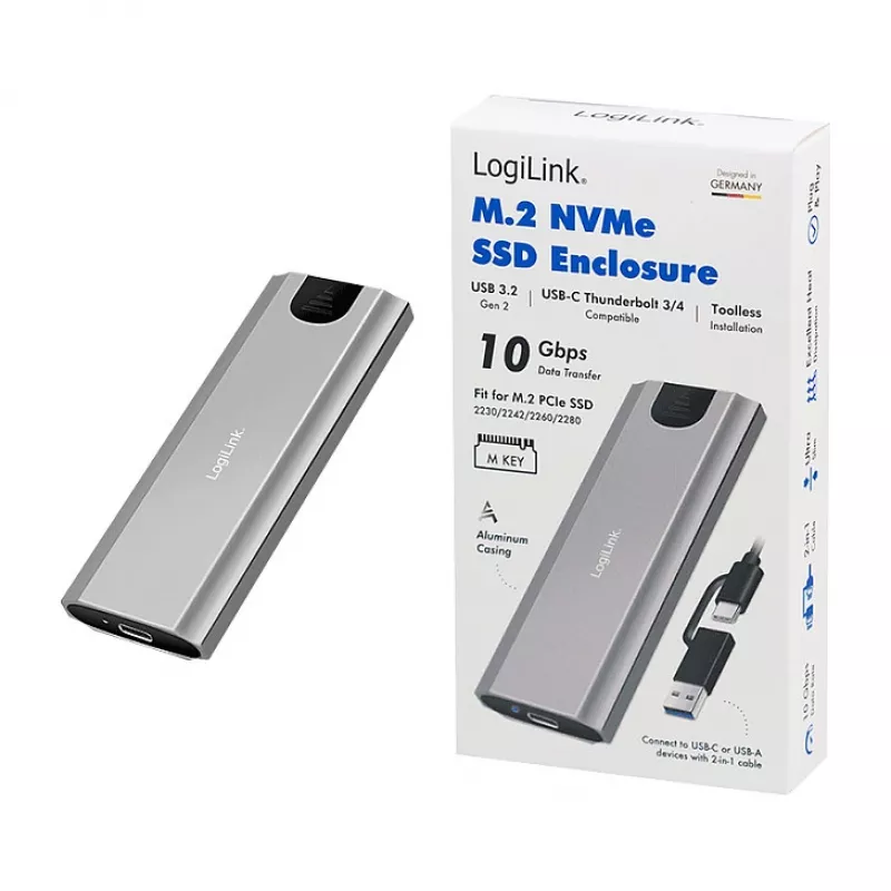 LogiLink UA0439 USB 3.2 Gen 2 SSD-Gehäuse USB-C auf PCIe NVMe