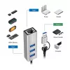 Logilink UA0440 USB 3.2 Gen 1 3-Port Hub mit Gigabit-Ethernet-Adapter, USB-C- und USB-A-Anschluss, Aluminium