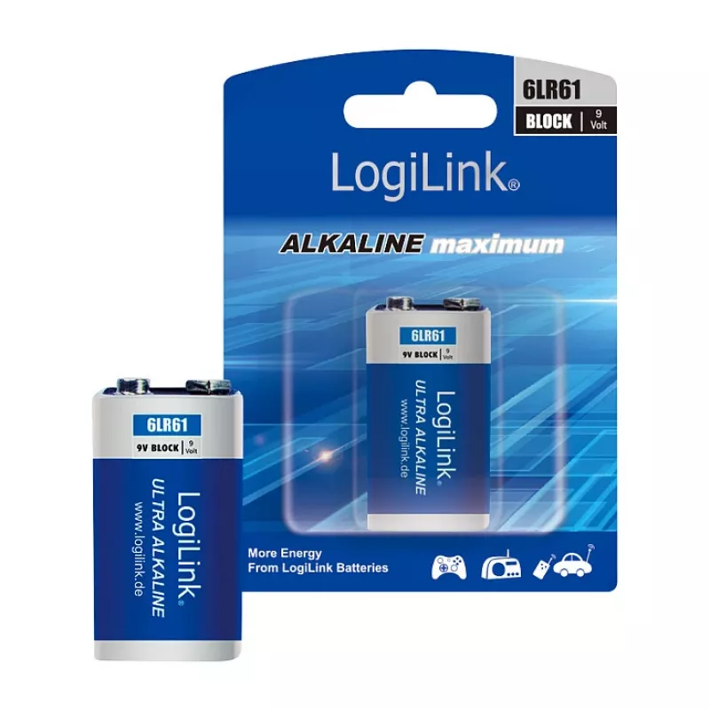 LogiLink Ultra Power Alkaline 9V Batterie, 1er-Pack Blister