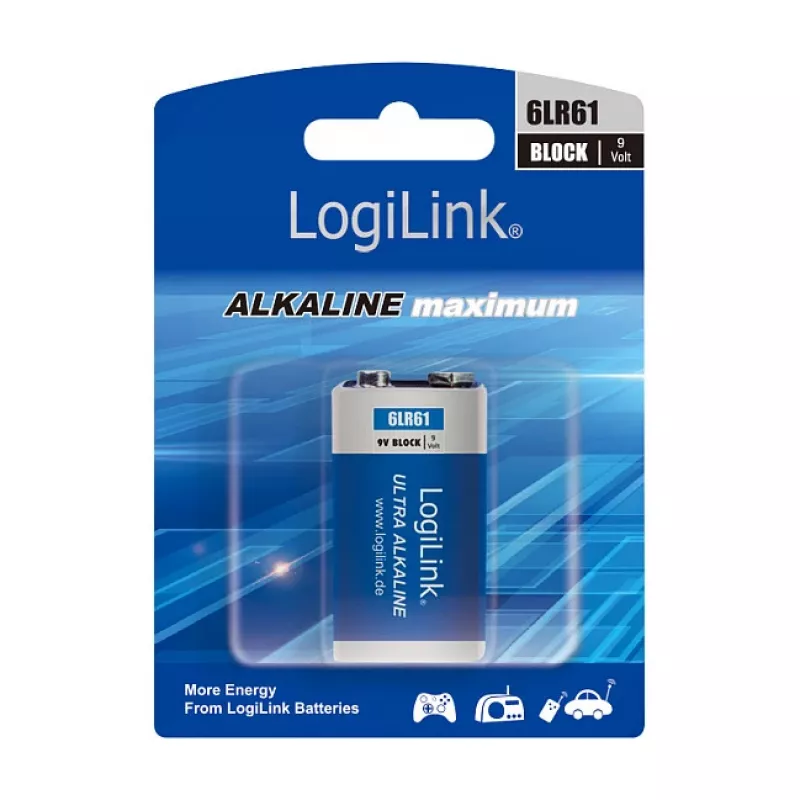 LogiLink Ultra Power Alkaline 9V Batterie, 1er-Pack Blister