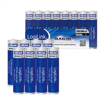 LogiLink Ultra Power Alkaline AAA Batterien, 8er-Pack, 1,5 V, Longlife Power, Quecksilberfrei