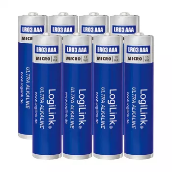 LogiLink Ultra Power Alkaline AAA Batterien, 8er-Pack, 1,5 V, Longlife Power, Quecksilberfrei