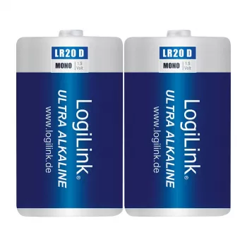 LogiLink Ultra Power Alkaline D-Batterie LR20 2er-Pack Blister