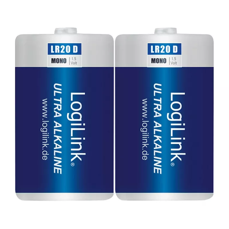 LogiLink Ultra Power Alkaline D-Batterie LR20 2er-Pack Blister