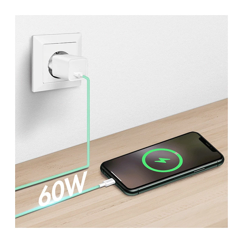 LogiLink USB 2.0 Type-C Kabel, A/M auf C/M, 480 Mbit/s, 60 W, Nylon, Grün, 0,5 m