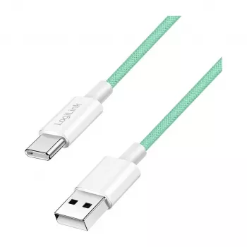 LogiLink USB 2.0 Type-C Kabel, A/M auf C/M, 480 Mbit/s, 60 W, Nylon, Grün, 0,5 m