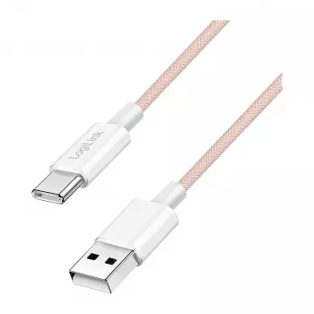 LogiLink CU0324 USB 2.0 Type-C Kabel, A/M auf C/M, 480 Mbps, 60W, Nylon, Pink, 1 m