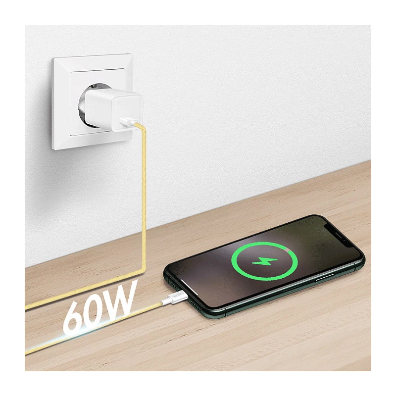 LogiLink USB 2.0 Type-C Kabel, A/M auf C/M, 480 Mbps, 60W, Nylon, Gelb, 0,5 m