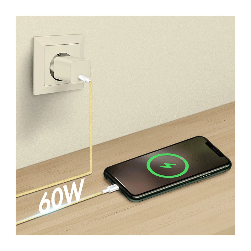 LogiLink USB 2.0 Type-C Kabel, C/M auf C/M, 480 Mbps, 60W, Nylon, Gelb, 0,5 m
